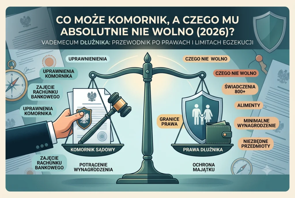 Co może komornik, a czego mu absolutnie nie wolno w 2026 roku? Vademecum dłużnika