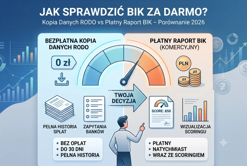 Jak sprawdzić BIK za darmo (2026)? Kopia Danych RODO vs Płatny Raport